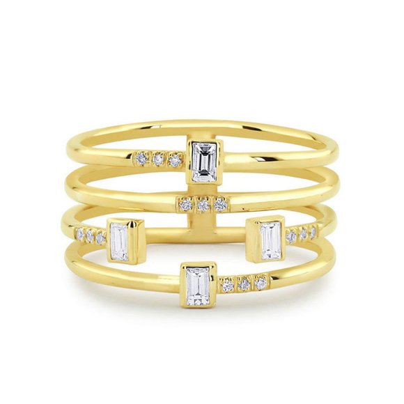 NEW 18K Yellow Gold Diamond Multi Band Ring - Picture 5 of 6